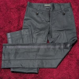 Dolce & Gabbana Women's Navy Dress Pants with Satin Stripe